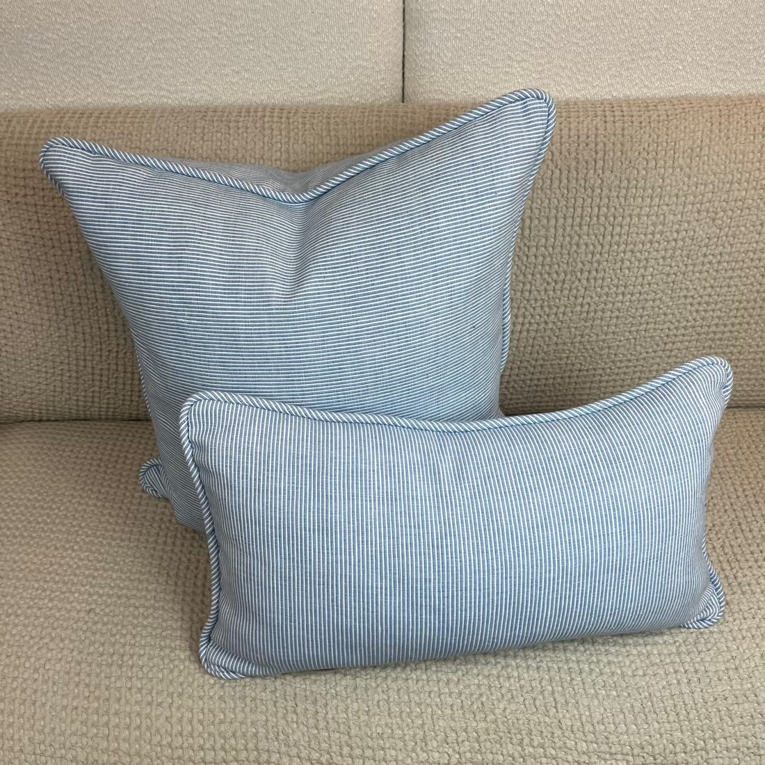 IMG_7215 Light Blue Pinstripe Pillow - Image 1