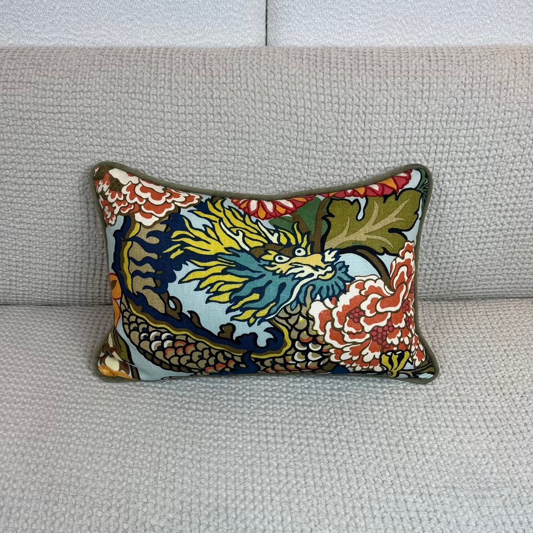 IMG_7233 Chiang Mai Dragon Lumbar Pillow - Velvet - Image 1