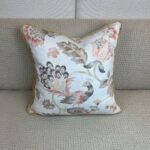 Peacock in Pink and Tan Pillow