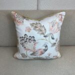 Peacock in Pink and Tan Pillow - Image 2