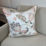 Peacock in Pink and Tan Pillow - Image 3