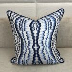 Blue Scallop Accent Pillow with Thibaut Fabric
