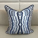 Blue Scallop Accent Pillow with Thibaut Fabric - Image 2