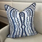 Blue Scallop Accent Pillow with Thibaut Fabric - Image 3
