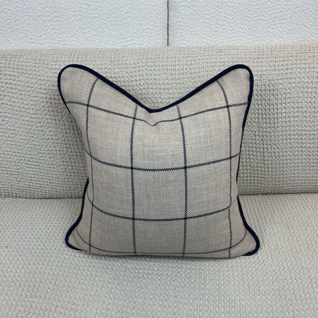 img_7544 Kravet Tan & Navy Pillow - Image 1