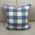 Sky Blue Checks w/ Pinstripe Welting Pillow