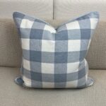 Sky Blue Checks w/ Pinstripe Welting Pillow - Image 2