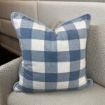 Sky Blue Checks w/ Pinstripe Welting Pillow - Image 3