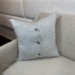 100% Linen - Striped Green Pillow - Image 3