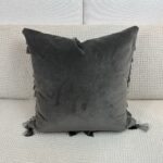Velvet w/ Tassels in Silver and Gray Pillow - Image 2