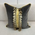 Velvet w/ Tassels in Gold and Gray Pillow