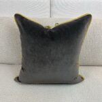 Velvet w/ Tassels in Gold and Gray Pillow - Image 2
