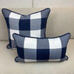 Navy Blue Checks Pillow