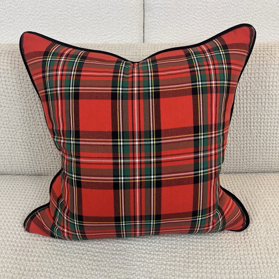 img_7918 Red Plaid Throw Pillow - Image 1